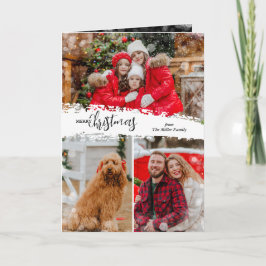 Cartão De Festividades Merry Christmas 3 Photo Collage Folded