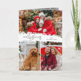 Cartão De Festividades Merry Christmas 3 Photo Collage Folded