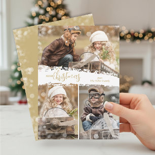 Cartão De Festividades Merry Christmas 3 Photo Holiday Card