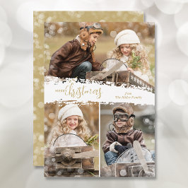 Cartão De Festividades Merry Christmas 3 Photo Holiday Card