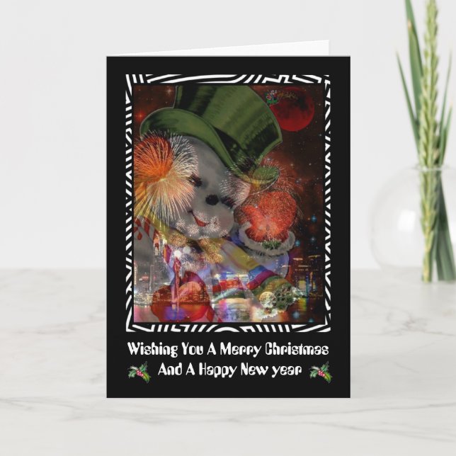Cartão De Festividades Merry Christmas and Happy New year (Frente)