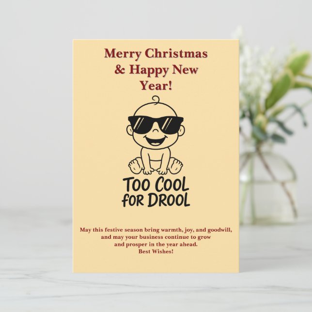 Cartão De Festividades Merry Christmas and Happy New Year Card Funny baby (Em pé/Frente)