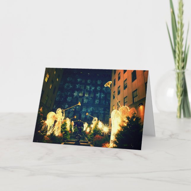 Cartão De Festividades Merry Christmas - Angels and Snowflakes (Frente)