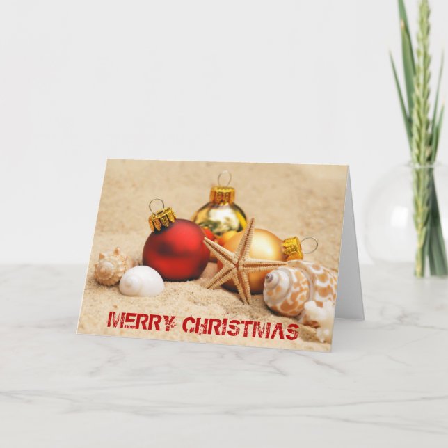 Cartão De Festividades Merry Christmas At the Beach (Frente)