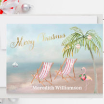 Merry Christmas Beach Flamingo Budget FLAT Holiday