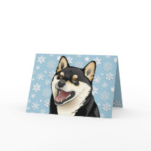 Merry Christmas Black Shiba Inu Customizable Card