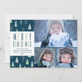 Cartão De Festividades MERRY CHRISTMAS Blue Green Tres 3 Fotos