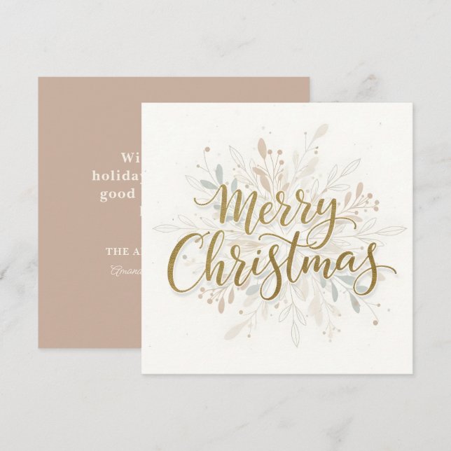 Cartão De Festividades Merry Christmas Boho Script (Frente/Verso)
