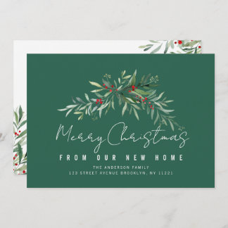 Cartão De Festividades Merry Christmas botanical moving announcement card