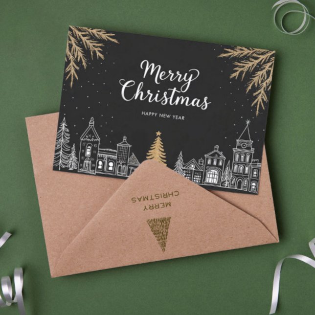Cartão De Festividades Merry Christmas Calligraphy Scrip Holiday Card (Criador carregado)