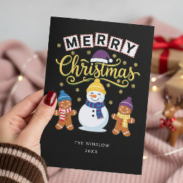 Cartão De Festividades Merry Christmas Card – Custom Name & Year , Modern