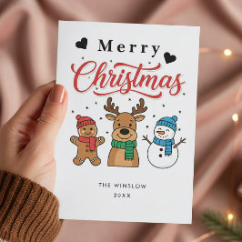 Cartão De Festividades Merry Christmas Card – Custom Name & Year, Modern