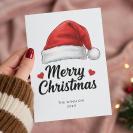 Cartão De Festividades Merry Christmas Card – Custom Name & Year, Modern