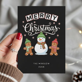 Cartão De Festividades Merry Christmas Card – Custom Name & Year, Modern