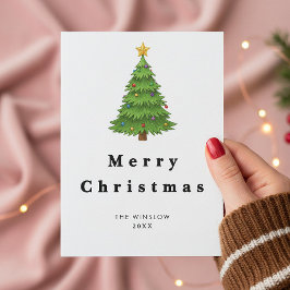 Cartão De Festividades Merry Christmas Card – Custom Name & Year, Modern