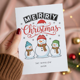 Cartão De Festividades Merry Christmas Card – Custom Name & Year, Modern