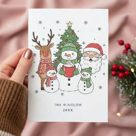 Cartão De Festividades Merry Christmas Card – Custom Name & Year, Modern