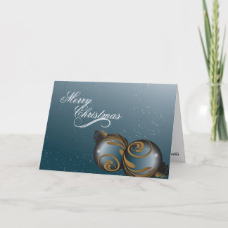 Cartão De Festividades Merry Christmas Card - Elegant Teal Gold Ornaments