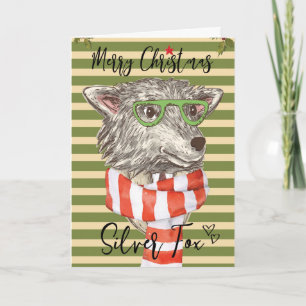 Cartão De Festividades merry christmas card funny silver fox