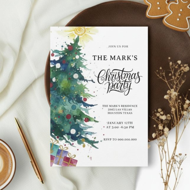 Cartão De Festividades Merry Christmas Card with Beautiful Christmas Tree (Criador carregado)