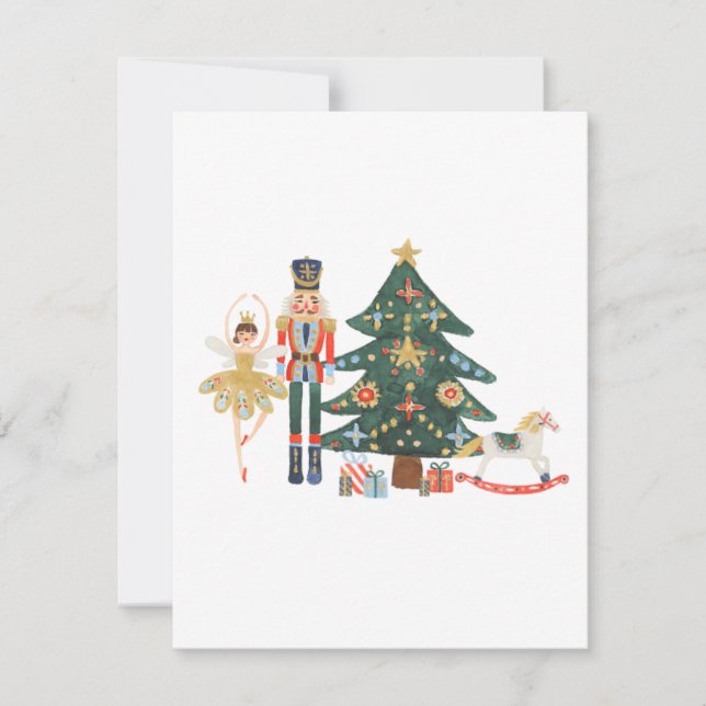 Cartão De Festividades Merry Christmas Card with Nutcracker characters (Frente)