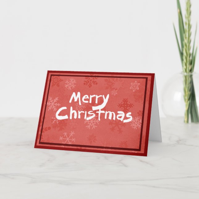 Cartão De Festividades Merry Christmas card with red snowflake pattern (Frente)