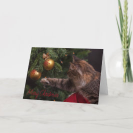 Cartão De Festividades Merry Christmas Cat Tree Card - BLANK INSIDE