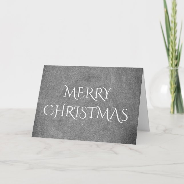 Cartão De Festividades Merry Christmas Chalkboard Typography Black White (Frente)