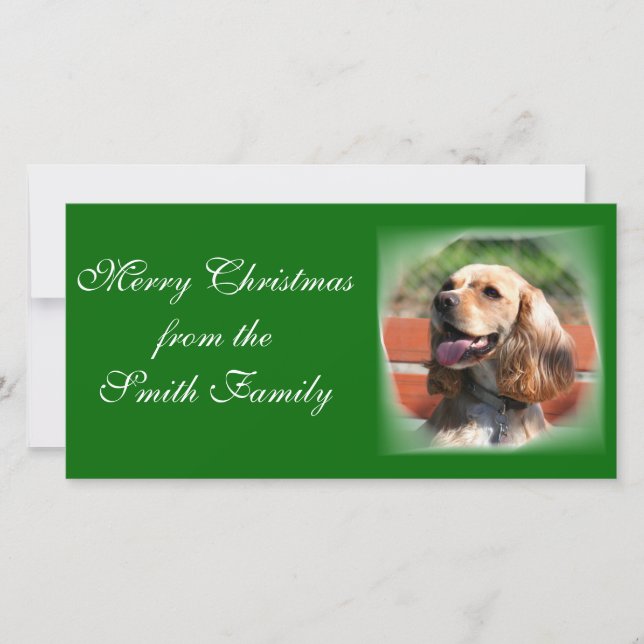 Cartão De Festividades Merry Christmas Cocker Spaniel Photocard (Frente)