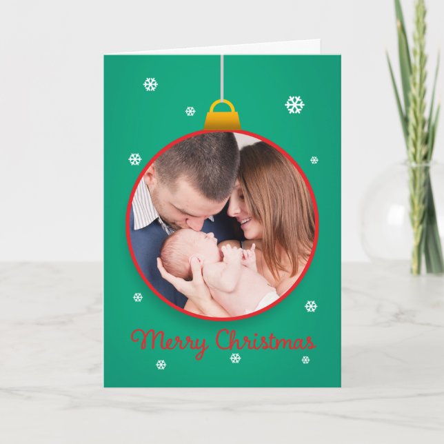 Cartão De Festividades Merry Christmas Custom Picture Frame Ornament (Frente)
