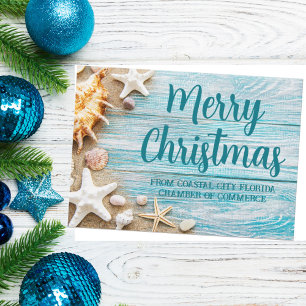 Cartão De Festividades Merry Christmas Cute Beach Company Seashell Person