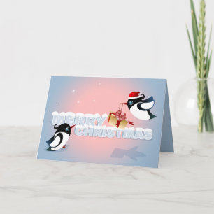 Cartão De Festividades Merry Christmas - Cute Birds Christmas Present