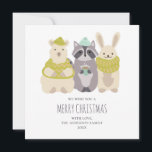 Cartão De Festividades Merry Christmas. Cute winter lama, raccoon, rabbit<br><div class="desc">"Merry Christmas" card with cute lama,  raccoon and rabbit. Contact me,  please,  if you need additional items.</div>