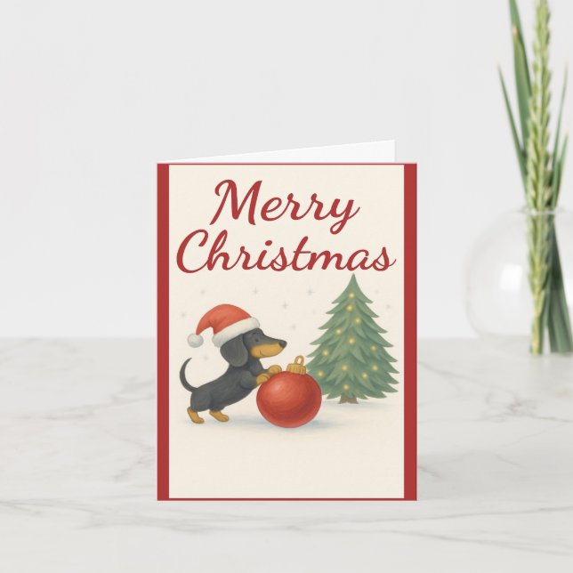 Cartão De Festividades Merry Christmas Dachshund Card — New Zealand  (Frente)