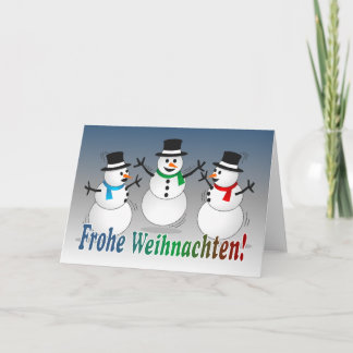 Cartão De Festividades Merry Christmas dancing snowmen - german