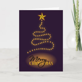 Cartão De Festividades Merry Christmas Dark Purple and Gold Greeting Card