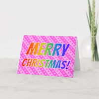 "MERRY CHRISTMAS!" em texto arco-íris + corações c