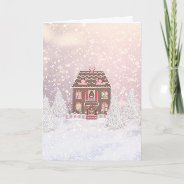 Cartão De Festividades Merry Christmas Fairytale Ginger Bread House (Frente)