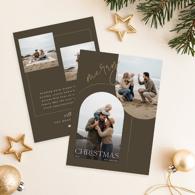 Cartão De Festividades Merry Christmas Family Photo Greetings (Criador carregado)