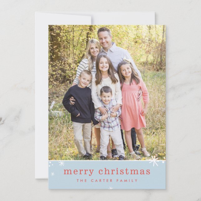 Cartão De Festividades MERRY CHRISTMAS festivo, azul-cinza-festivo (Frente)