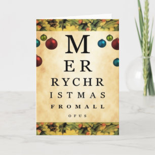 Cartão De Festividades Merry Christmas From All of Us Eye Chart Card