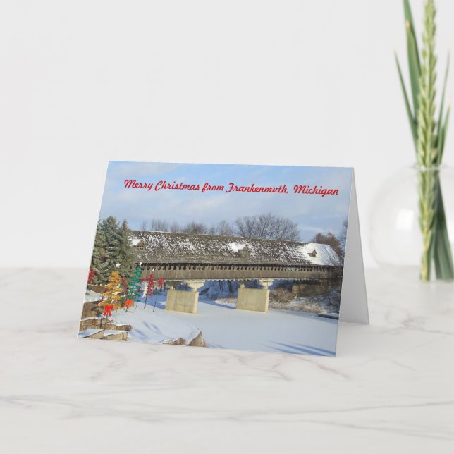 Cartão De Festividades Merry Christmas from Frankenmuth Michigan Card (Frente)