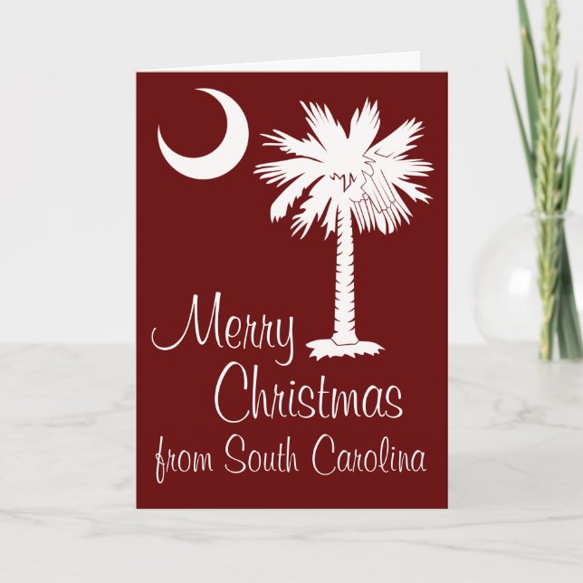 Cartão De Festividades Merry Christmas from SC Garnet Palmetto Moon Card (Frente)