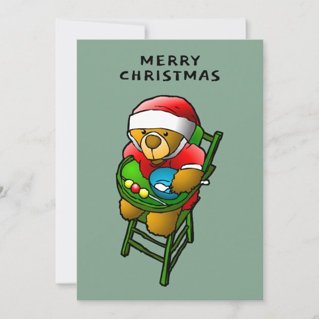 Cartão De Festividades Merry Christmas from Teddy Bear Card (Frente)