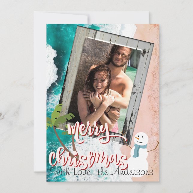 Cartão De Festividades Merry Christmas From the Beach Christmas Card (Frente)