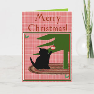 Cartão De Festividades Merry Christmas Funny Cat Greeting Card