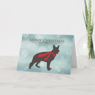 Cartão De Festividades Merry Christmas, German Shepherd in Red Scarf, Bok