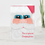 Cartão De Festividades Merry Christmas Goddaughter Big Santa Face<br><div class="desc">A sweet and fun traditional Santa Claus for your special Goddaughter at Christmas.  Original art and verse are © Penny Cork.</div>