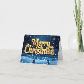 Cartão De Festividades "Merry Christmas" goldene Schrift mit Schnee