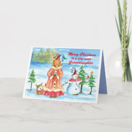 Cartão De Festividades Merry Christmas Granddaughter Princess Castle